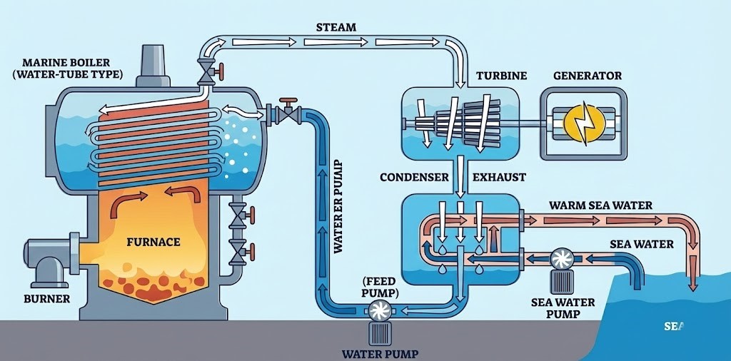 Marine Fresh Water Generator Diagram - Shell and Tube Type